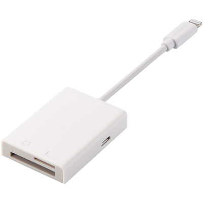 Lightningカードリーダー/SD+microSD対応/USB Type-C変換アダプタ付属/ケーブル7cm/ホワイト MR-LC201WH