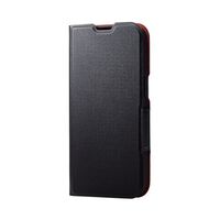 iPhone 15用レザーケース/手帳型/UltraSlim/薄型/磁石付き/ブラック PM-A23APLFUBK
