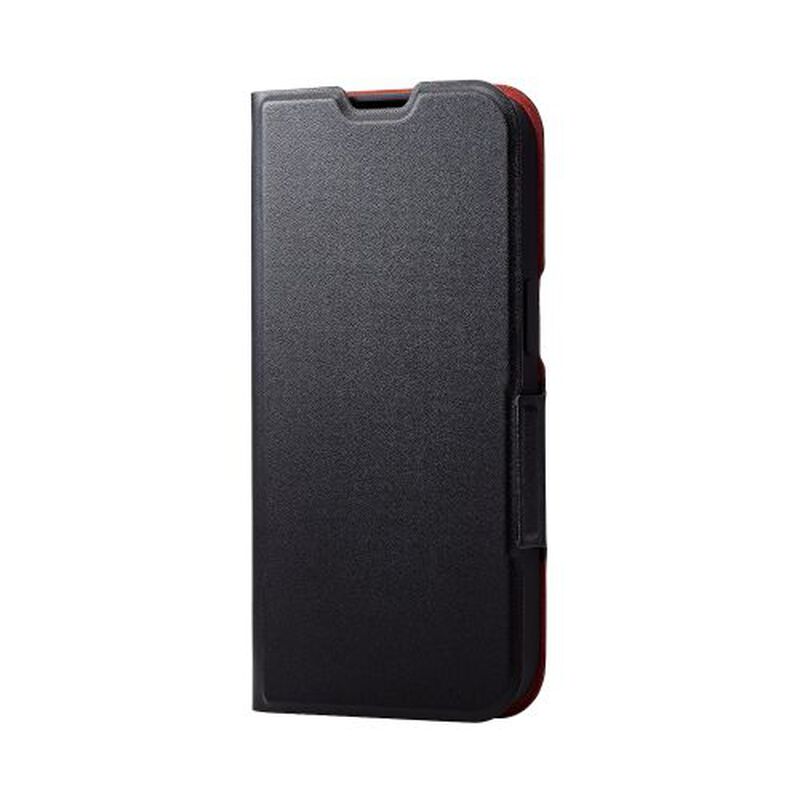 iPhone 15用レザーケース/手帳型/UltraSlim/薄型/磁石付き/ブラック PM-A23APLFUBK