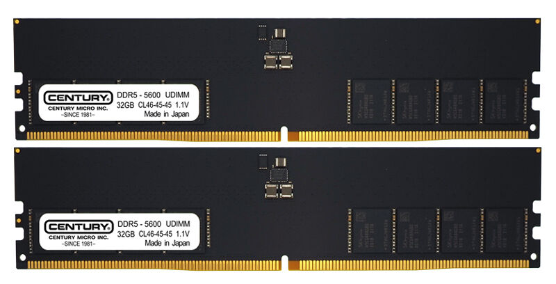 デスクトップ用 PC5-44800/DDR5-5600 288pin Unbuffered_Non-ECC_DIMM 2Rank 1.1v 64GB kit（32GB×2枚） 日本製 CB32GX2-D5U5600