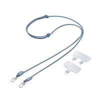スマホショルダーストラップ/ストラップホールシート付属(1口タイプ×1枚/2口タイプ×1枚)/レザー/丸紐4mm/ネイビー P-STSDH2LR04NV