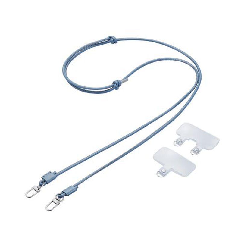 スマホショルダーストラップ/ストラップホールシート付属(1口タイプ×1枚/2口タイプ×1枚)/レザー/丸紐4mm/ネイビー P-STSDH2LR04NV