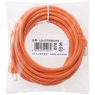 EU RoHS指令準拠 ツメ折れ防止LANケーブル(Cat5E)/5.0m/簡易パッケージ仕様/オレンジ LD-CTT/DR5/RS