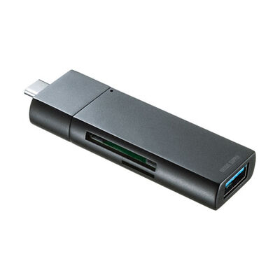 Type-Cコンパクトカードリーダー（USB 1ポート付き） ADR-3TCMS7BKN