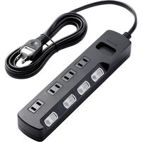 AV雷ガードタップ/個別スイッチ/ホコリシャッター付/4個口/2.5m/ブラック AVT-K6A-2425BK