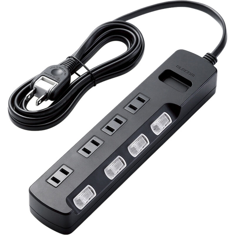 AV雷ガードタップ/個別スイッチ/ホコリシャッター付/4個口/2.5m/ブラック AVT-K6A-2425BK