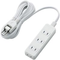 ほこりシャッター付き電源タップ/4個口/3m/ホワイト T-ST02-22430WH