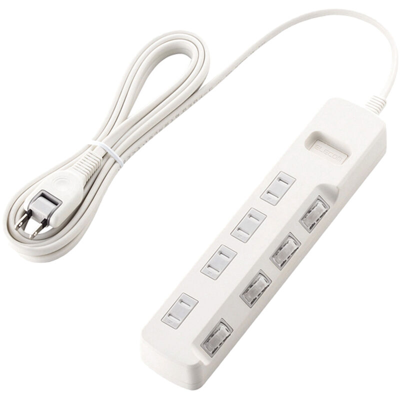 省エネタップ/個別スイッチ/ほこり防止シャッター付/4個口/3.0m/ホワイト T-E6A-2430WH