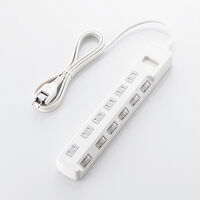 省エネタップ/個別スイッチ/ほこり防止シャッター付/6個口/2.0m/ホワイト T-E6A-2620WH
