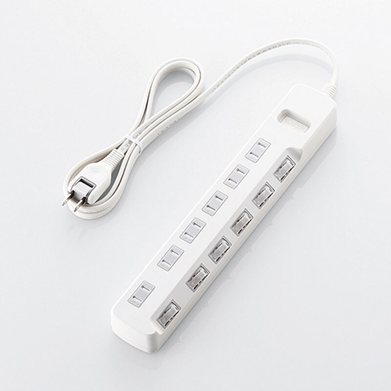 省エネタップ/個別スイッチ/ほこり防止シャッター付/6個口/2.0m/ホワイト T-E6A-2620WH