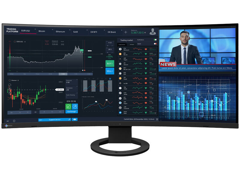 液晶ディスプレイ 37.5型/3840×1600/HDMI、DP、USB Type-C/ブラック/スピーカー：あり EV3895-BK