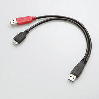 ダブルパワーUSB3.0ケーブル/Y字/microB/ブラック/簡易パッケージ USB3-AAMB5DPBK