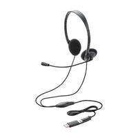 モバイルヘッドセット/両耳オーバーヘッド/単一指向性マイク/Type-C端子/USB-A変換アダプター付き/ブラック HS-HP13SCBK