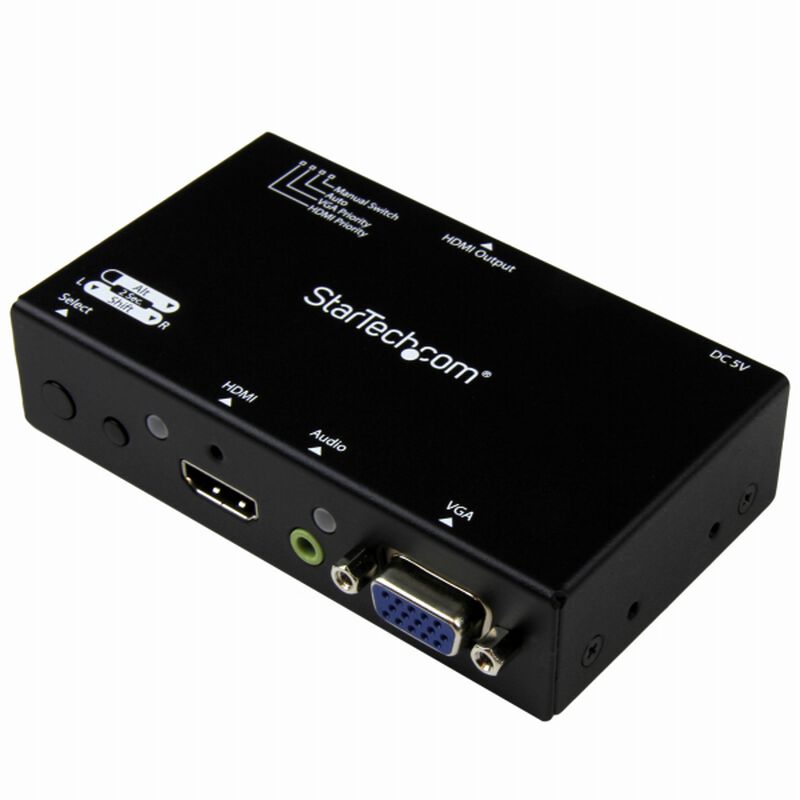 2入力(HDMI/VGA)1出力(HDMI)対応ビデオディスプレイ切替器スイッチャー 自動&優先切替機能搭載 1080p 7.1chサラウンド VS221VGA2HD