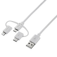 スマートフォン用USBケーブル/3in1/microUSB+Type-C+Lightning/1.2m/ホワイト MPA-AMBLCAD12WH