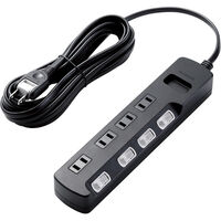 AV雷ガードタップ/個別スイッチ/ホコリシャッター付/4個口/5m/ブラック AVT-K6A-2450BK