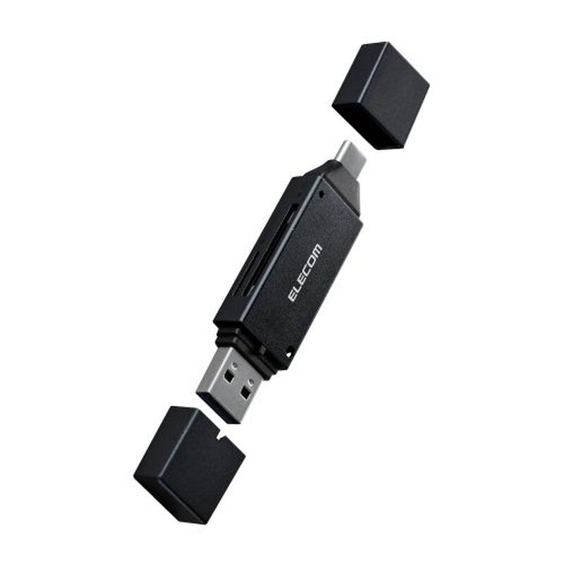 メモリカードリーダー/USB Type-C&USB-A両対応/直挿しタイプ/SD+microSD/USB 5Gbps/ブラック MR3C-D207BK