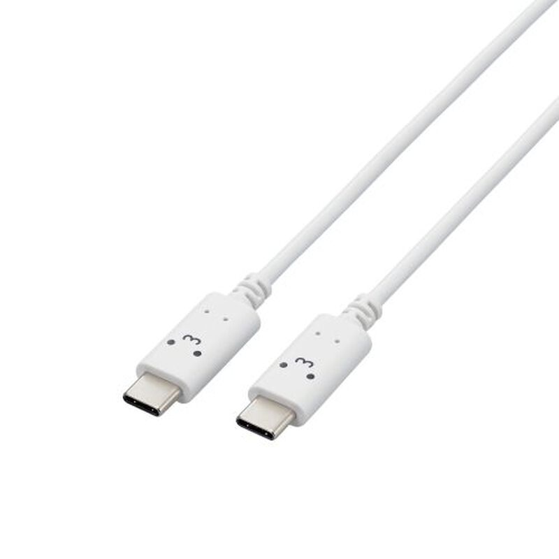 USB Type-C to USB Type-Cケーブル/USB PD対応/顔つきタイプ/1.0m/しろちゃん(ホワイト×ブラック) MPA-CCF10WF