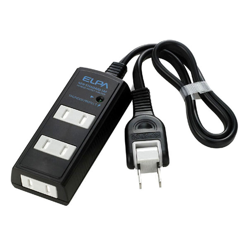 耐雷コード付タップ 3個口 0.5m ブラック WBT-3005SBN(BK)