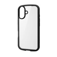 iPhone 16用ハイブリッドケース/TOUGH SLIM LITE/フレームカラー/背面クリア/背面ガラス/ストラップシート付属/ブラック PM-A24ATSLFCGBK