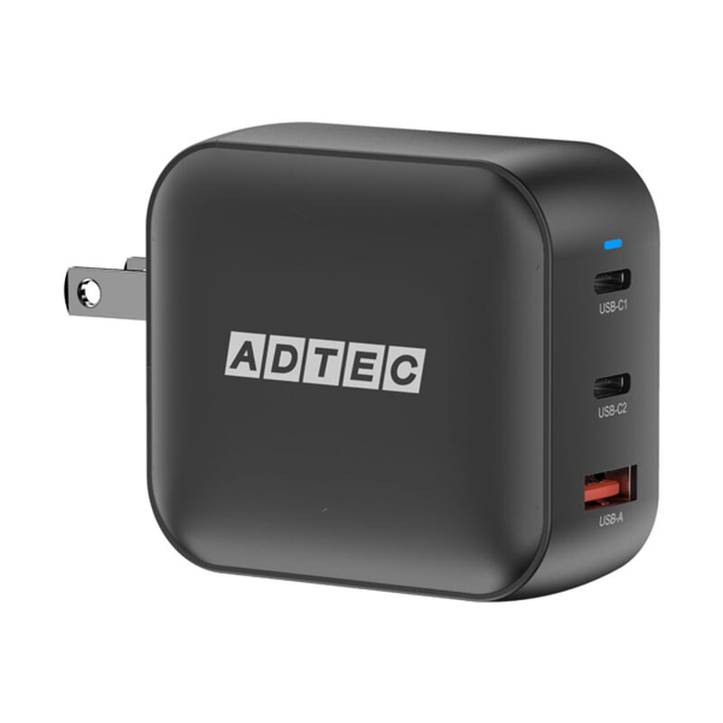 PD対応 GaN AC充電器/100W/USB-A/USB-C×2/ブラック APD-V100AC2-BK