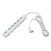 LEDランプスイッチ付タップ 6個口 2m 横差し ホワイト WLS-LY62EB(W)