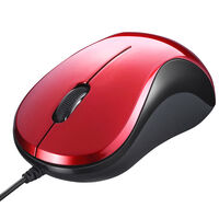 有線 BlueLED光学式マウス 静音/3ボタン レッド BSMBU100RD