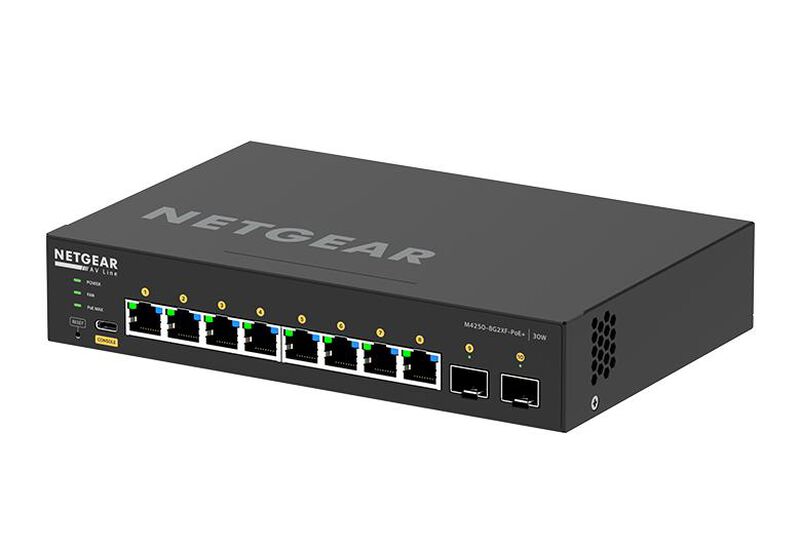 ProAV向けPoE+対応(220W) 1Gポート×8 SFP+スロット×2 フルマネージスイッチ GSM4210PX-100JPS