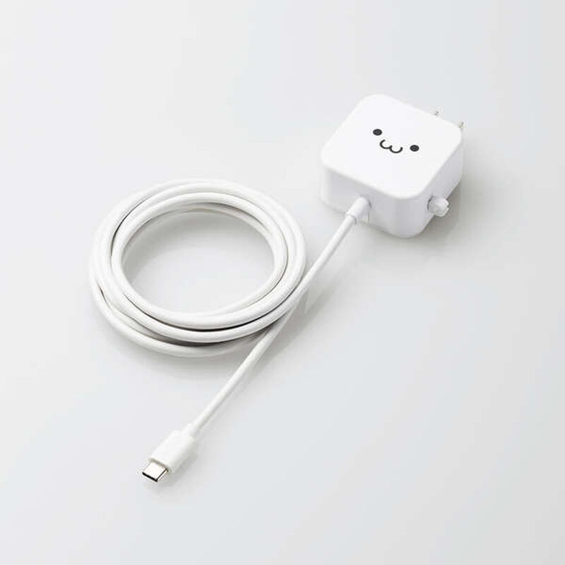 AC充電器/スマホ・タブレット用/2.4A出力/Type-C/USB-C/ケーブル一体型/2.5m/ホワイトフェイス MPA-ACC21WF