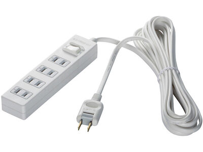 2ピン式電源タップ 4個口タイプ 雷サージ防止/集中スイッチ付 3m ホワイト BSTAPPS2430WH