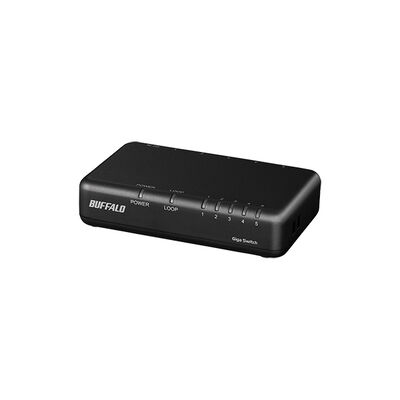 Giga5ポート スイッチングハブ 電源外付け プラスチック筐体 マグネットなし LSW7-GT-5EPL/BK
