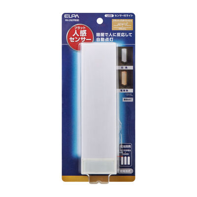 LEDセンサー付きライト 電池式/フラット人感センサー 調色タイプ PM-LF007PIR(W)