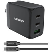 Power Delivery対応 GaN AC充電器/65W/USB Type-A 1ポート Type-C 2ポート/ブラック & Type-C to Cケーブルセット APD-V065AC2-wC-BK