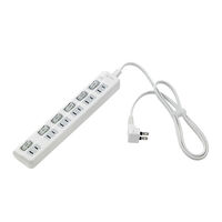 LEDランプスイッチ付タップ 6個口 1m 上差し ホワイト WLS-LU61EB(W)