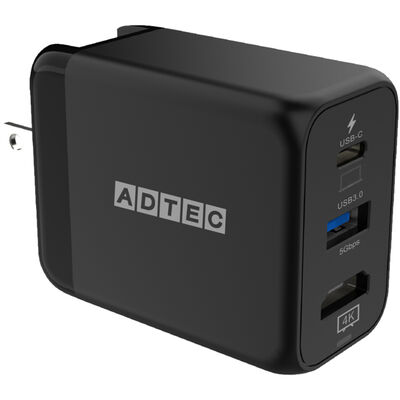 PD対応 4K出力 USB Hub AC充電器 34.5W Black APD-V034ACH-BK