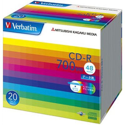 CD-R 700MB PCデータ用 48倍速対応 20枚スリムケース入り ワイド印刷可能 SR80SP20V1