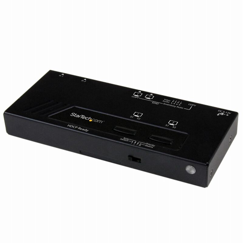 2入力2出力HDMIマトリックススイッチャー切替分配器 2x2 HDMIビデオセレクタースプリッター 1080p 自動/優先切替機能付き VS222HDQ