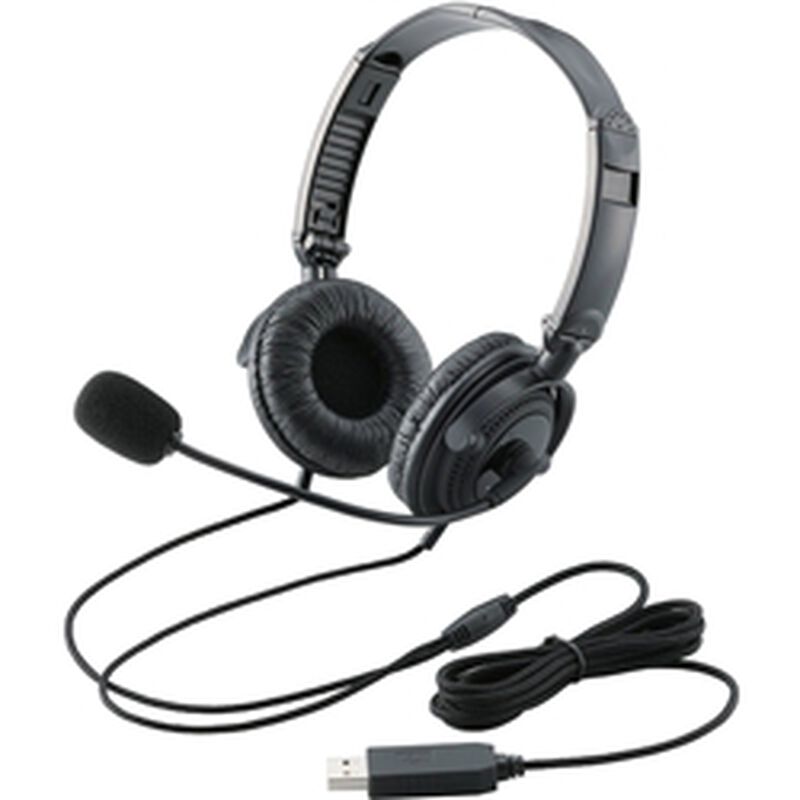 折りたたみヘッドセット(両耳オーバーヘッド)/1.8m/USB/ブラック HS-HP20UBK