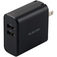 スマートフォン・タブレット用AC充電器/4.8A出力/USB-Aメス2ポート/おまかせ充電搭載/ブラック MPA-ACU05BK