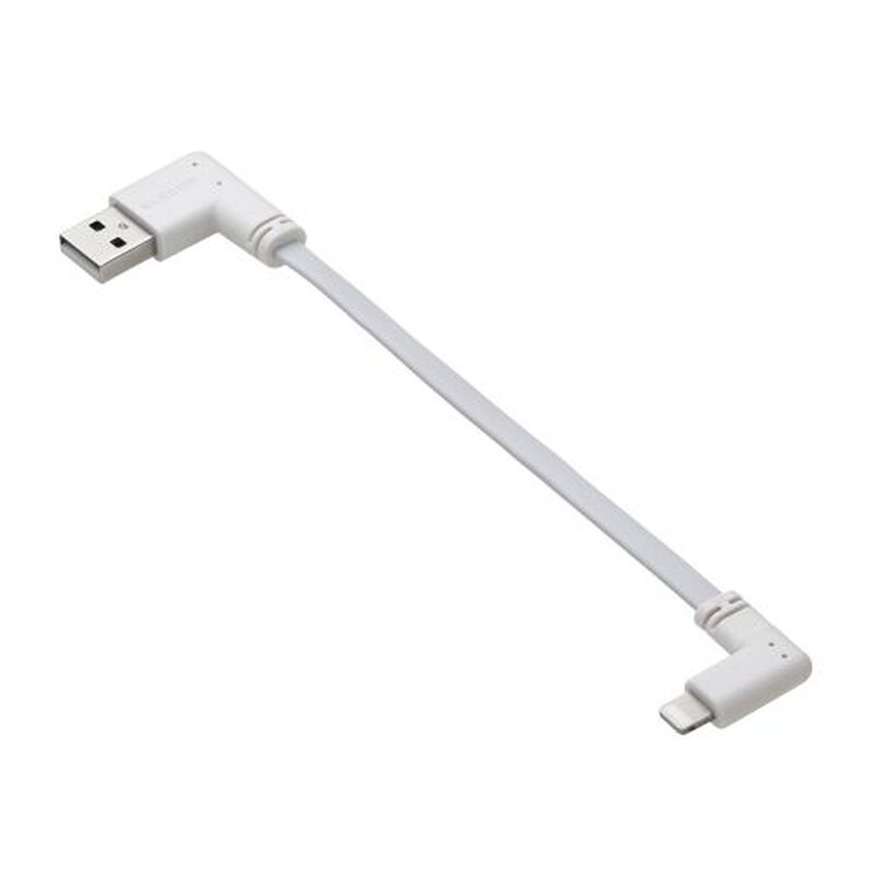 USB-A to Lightningケーブル/フラット/L字/0.1m/ホワイト MPA-UALLL01WH
