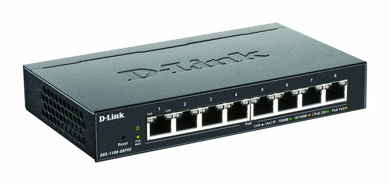 DGS-1100-08PV2 ギガビットL2 Easyスマートスイッチ、PoE+対応(最大64W給電) DGS-1100-08PV2/A4