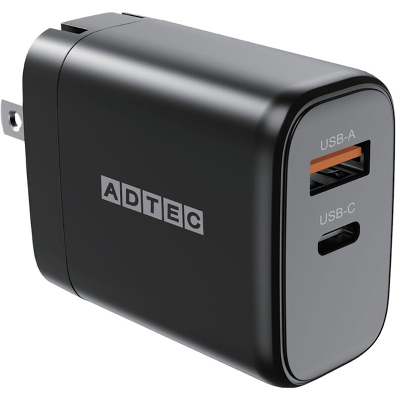 Power Delivery対応 GaN AC充電器/65W/USB Type-A 1ポート/Type-C 1ポート/ブラック APD-V065AC-BK