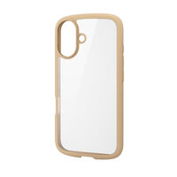 iPhone 16用ハイブリッドケース/TOUGH SLIM LITE/フレームカラー/背面クリア/ストラップシート付属/カフェオレ PM-A24ATSLFCBE