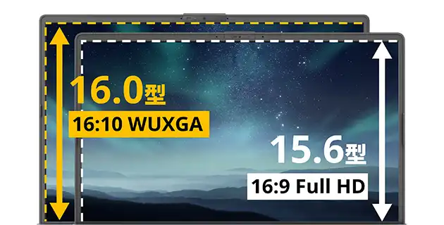 高輝度16.0型大画面