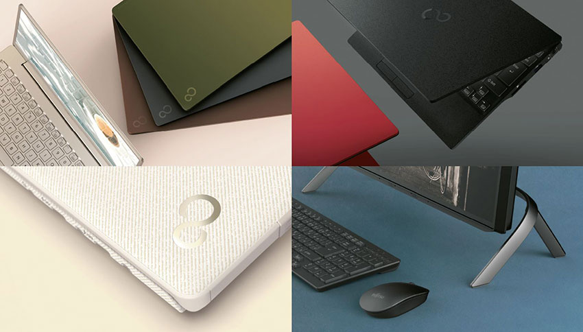 画像：左上：「LIFEBOOK CHシリーズ」　右上：「LIFEBOOK UHシリーズ」　左下：「LIFEBOOK THシリーズ」　右下：「ESPRIMO （エスプリモ） FHシリーズ」