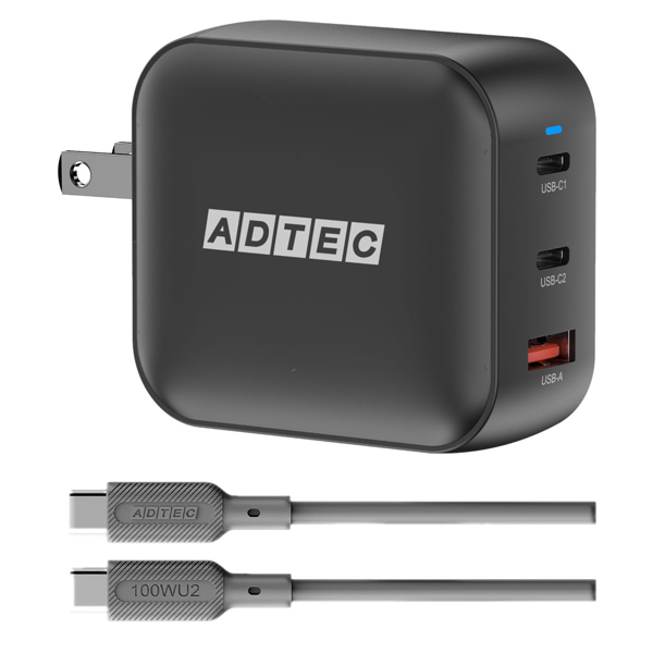 富士通WEB MART] PD対応 GaN AC充電器/100W/USB-A/USB-C×2/ブラック